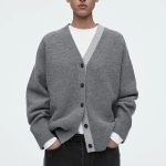 Wool V-Neck Cardigan Gray
