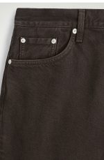 Casual Straight Low Waist Washed Denim Dark Brown - Image 5