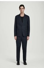 Cotton Straight Trousers Navy - Image 2