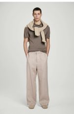 Linen Straight Pants Beige