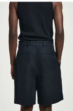 Linen Drawstring Shorts Navy - Image 3