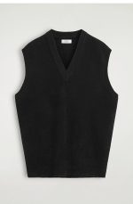 Knitted V-Neck Vest Black - Image 3