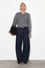Casual High Waist Denim Denim Indigo Blue - Image 2