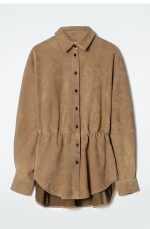 Suede Drawstring Shirt Brown - Image 3