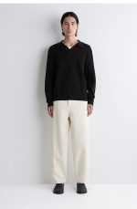 Standard Polo-collar Blend Knitwear Black - Image 2