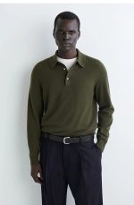 Cashmere Collared Polo Green