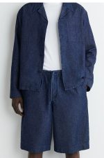 Denim Drawstring Pants Gray