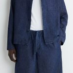 Denim Drawstring Pants Gray