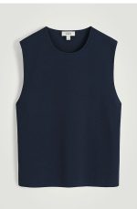 Knitted Round-Neck Vest Navy - Image 3