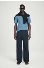 Cotton Round-Neck T-Shirt Blue - Image 2