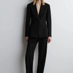 Wool Slim Trousers Black