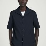 Seersucker Collared Shirt Navy