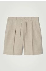 Linen Drawstring Shorts Beige - Image 4