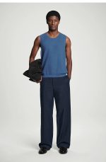 Knitted Round-Neck Vest Blue - Image 2