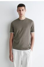 Silk Round-Neck T-Shirt Gray