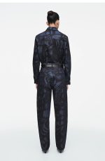 Standard Barrel High Waist Jacquard Pattern Denim - Image 2