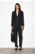 Wool Slim Trousers Black