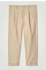 Cotton Tapered Trousers Beige - Image 3