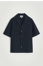 Seersucker Collared Shirt Navy - Image 4