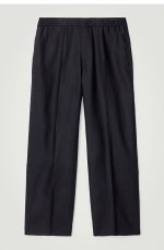 Wool Drawstring Trousers Navy - Image 4