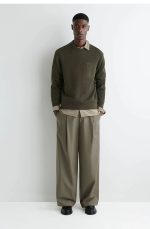 Wool Round-Neck Sweater Khaki - Image 2