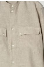 Linen Oversized Shirt Beige - Image 4