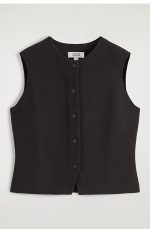 Knitted Round-Neck Vest Brown - Image 4