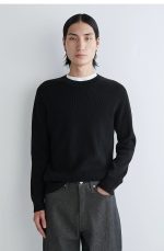 Cotton Crew-Neck Pullover Black