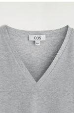 Cotton V-Neck T-Shirt Gray - Image 5