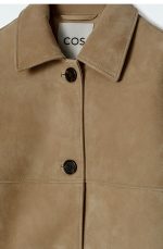 Leather Collared Jacket Beige - Image 4