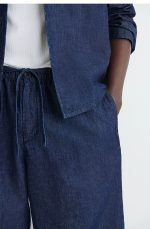 Denim Drawstring Pants Gray - Image 2