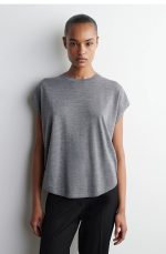 Merino Round-Neck Top Gray