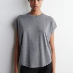 Merino Round-Neck Top Gray
