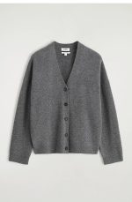 Cashmere V-Neck Cardigan Gray - Image 4