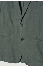Linen Single-Breasted Jacket Green - Image 4
