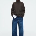 Casual Straight Low Waist Washed Denim Dark Blue Spring & Fa