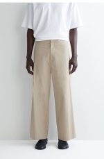 Cotton Straight Trousers Beige - Image 2