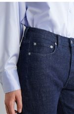 Slim High Waist Cropped Denim Dark Blue - Image 3