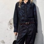 Standard Barrel High Waist Jacquard Pattern Denim