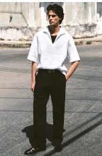 Cotton Tapered Trousers Black