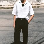 Cotton Tapered Trousers Black