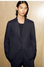 Cotton Single-Breasted Jacket Navy