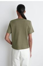 Round-Neck T-Shirt Khaki - Image 3