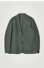 Linen Single-Breasted Jacket Green - Image 3