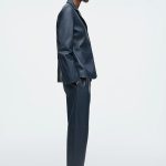 Leather Straight Pants Blue