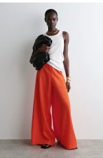 Linen Wide-Leg Pants Orange