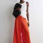 Linen Wide-Leg Pants Orange