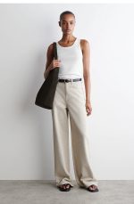 Wide-Leg Jeans Beige