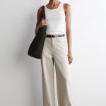 Wide-Leg Jeans Beige
