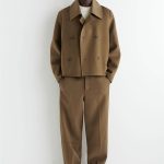 Wool Double-Breasted Coat Brown